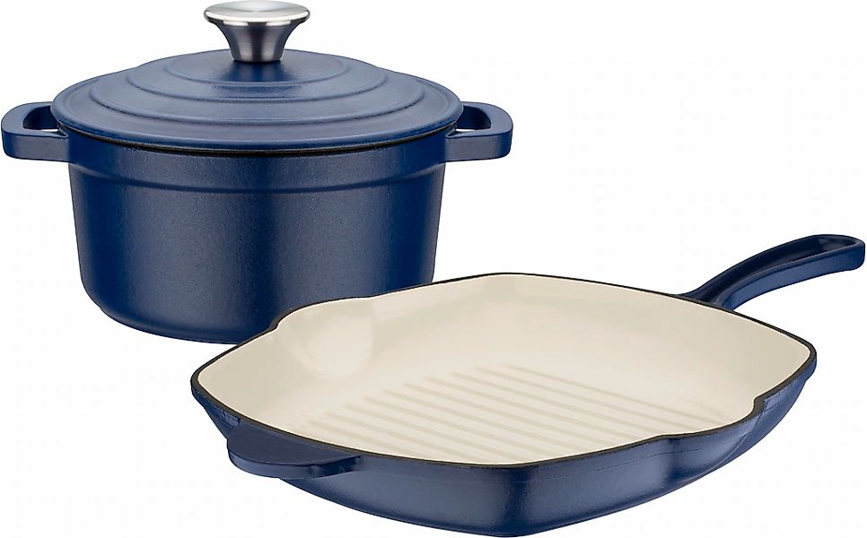 GSW Topf-Set "Blue Magic" Set, 1x Kochtopf mit Deckel Ø 20 cm, 1x Grillpfan günstig online kaufen