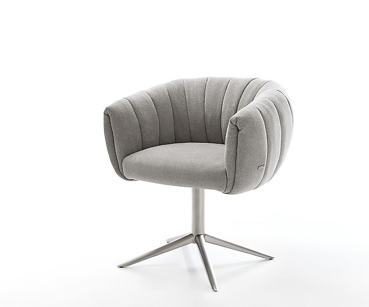 Drehstuhl Jada-Flex Strukturstoff Soft Grau Fußkreuz Edelstahl 360° drehbar günstig online kaufen