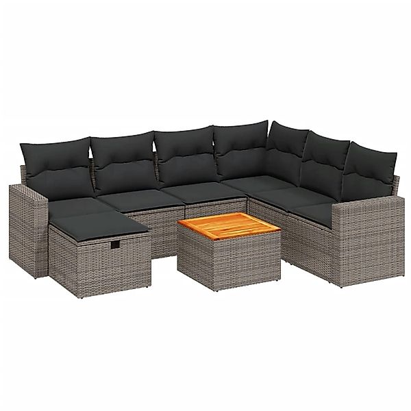 vidaXL 8-Tlg Garten-Sofagarnitur mit Kissen Grau Poly Rattan 3264854 günstig online kaufen