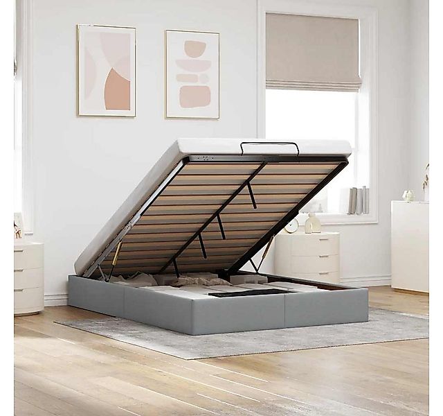 vidaXL Bett, Ottoman-Bett ohne Matratze Hellgrau 140x200 cm Stoff günstig online kaufen