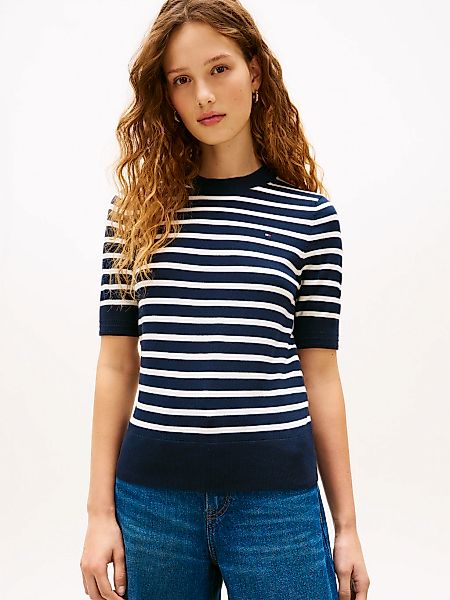 Tommy Hilfiger Kurzarmpullover "CO JERSEY FINE GG C-NK SS SWT" Baumwollmisc günstig online kaufen