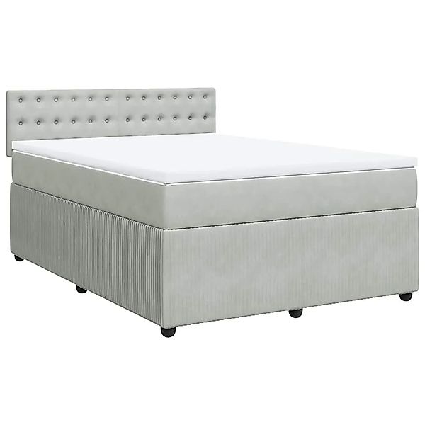 vidaXL Boxspringbett mit Matratze Hellgrau 160x200 cm Samt 3290094 günstig online kaufen