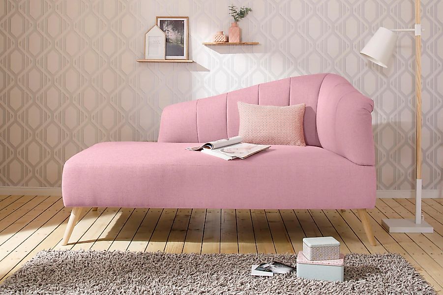 OTTO home Recamiere "Lucy, Chaiselonge mit Massivholzfüßen und Steppung," A günstig online kaufen