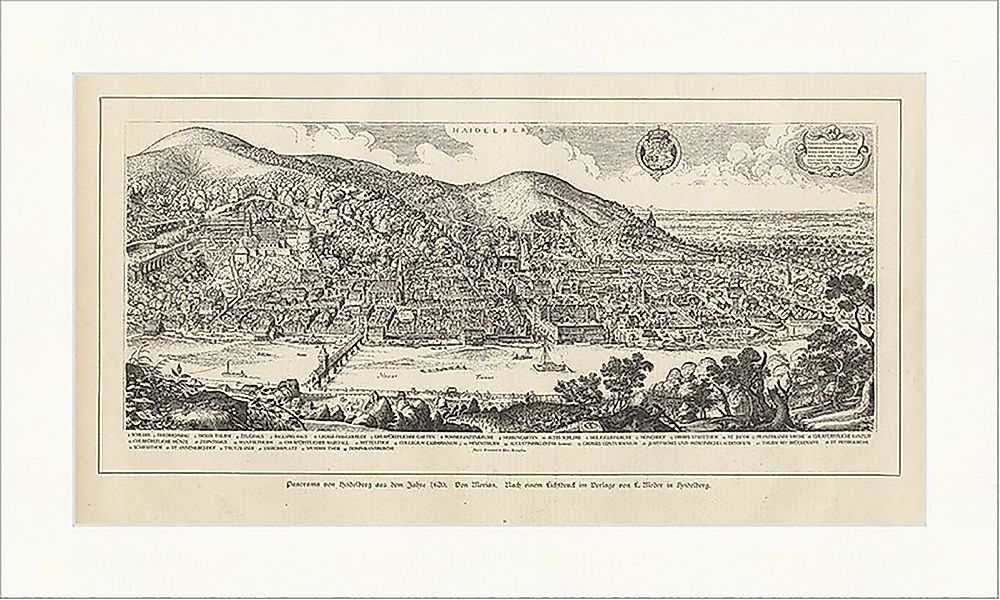 BillerAntik Kunstdruck Panorama von Heidelberg aus günstig online kaufen