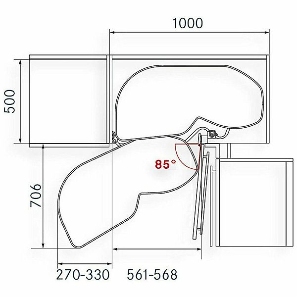 Kesseböhmer Auszugsboden Eckschrank-Schwenkauszug LeMans II silbergrau, günstig online kaufen