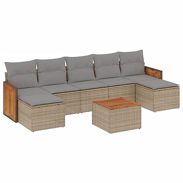 vidaXL 8-Tlg Garten-Sofagarnitur mit Kissen Beige Poly Rattan 3227921 günstig online kaufen