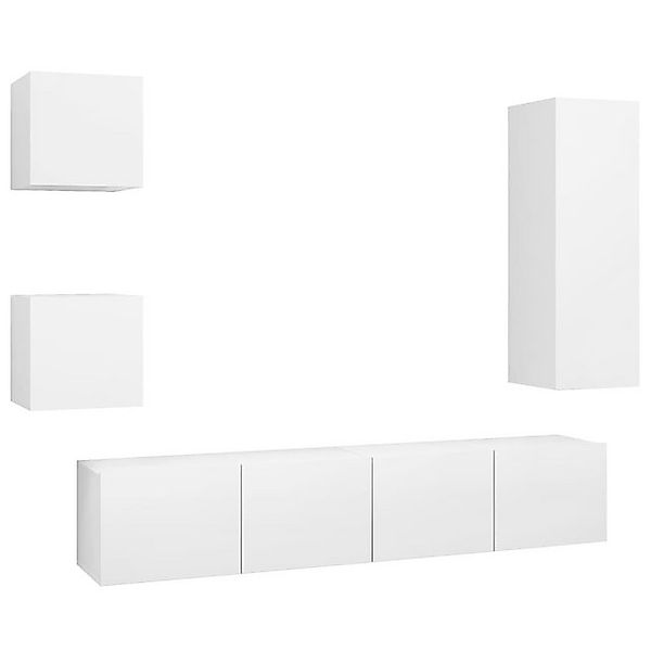 vidaXL TV-Schrank 5-tlg TV-Schrank-Set Weiß Spanplatte TV-Konsole für Ferns günstig online kaufen