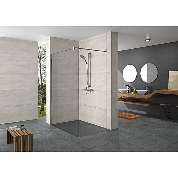 Hüppe Seitenwand Design Pure Alleinstehend BxH 90 x 200 cm Quer 6 mm Silber günstig online kaufen