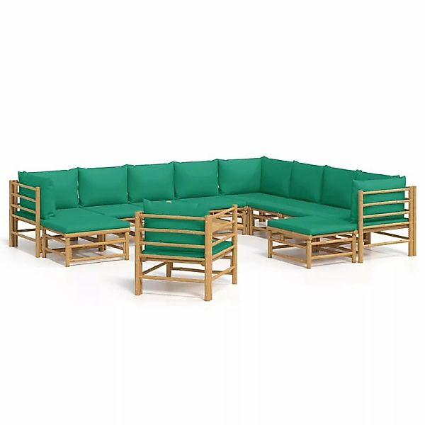 vidaXL Gartenlounge-Set 12-tlg. Garten-Lounge-Set mit Grünen günstig online kaufen
