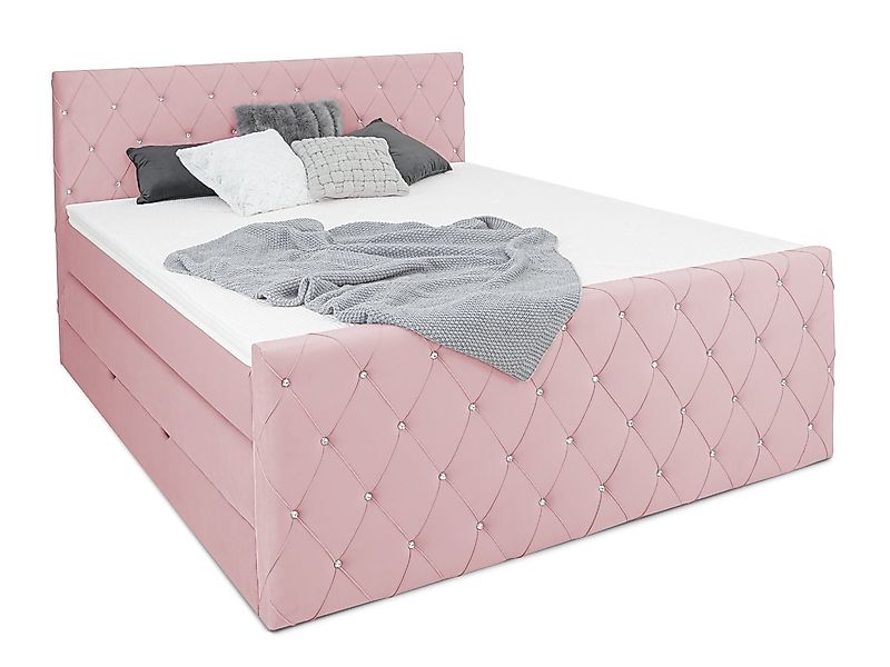 wonello Boxspringbett Dubai, Samt, mit Kristallen, Bettkasten und Premium K günstig online kaufen