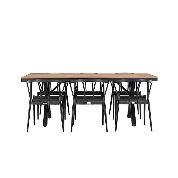 ebuy24 GarciaStina Gartenset 1 Esstisch 6 Stühle Schwarz Tisch cm H74xB100x günstig online kaufen
