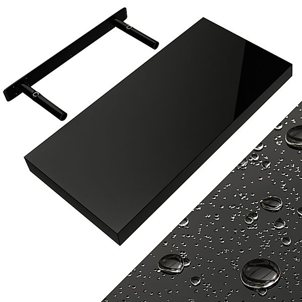 Wandregal Schweberegal 50cm Hochglanz Schwarz + Halterung günstig online kaufen