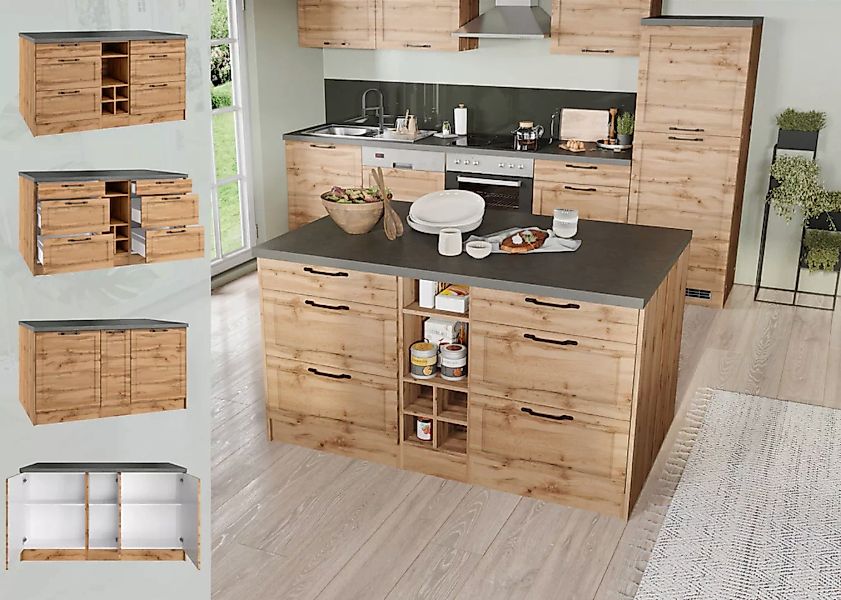 KOCHSTATION Kücheninsel »KS-Lani, Breite 153 cm, mit Flaschenregal«, MDF-Fr günstig online kaufen