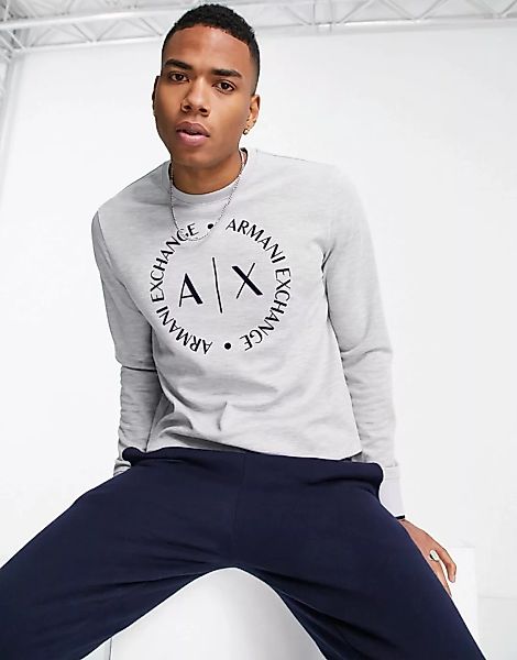 Armani Exchange – Graues Sweatshirt mit kreisförmigem Logo günstig online kaufen