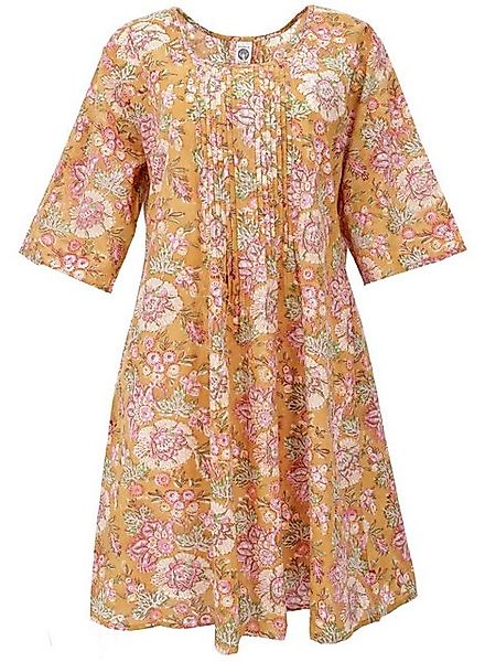 Guru-Shop Midikleid Boho Maxitunika, sommerliches Minikleid - curry alterna günstig online kaufen