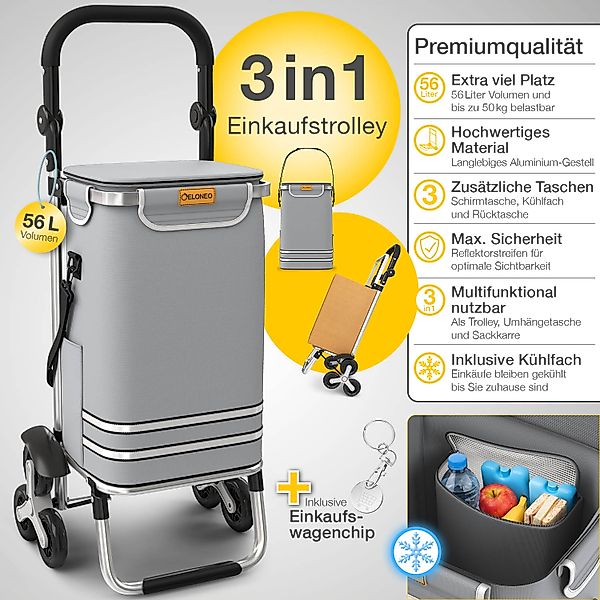 ELONEO Einkaufstrolley Treppensteiger mit Kühlfach, Einkaufsroller klappbar günstig online kaufen