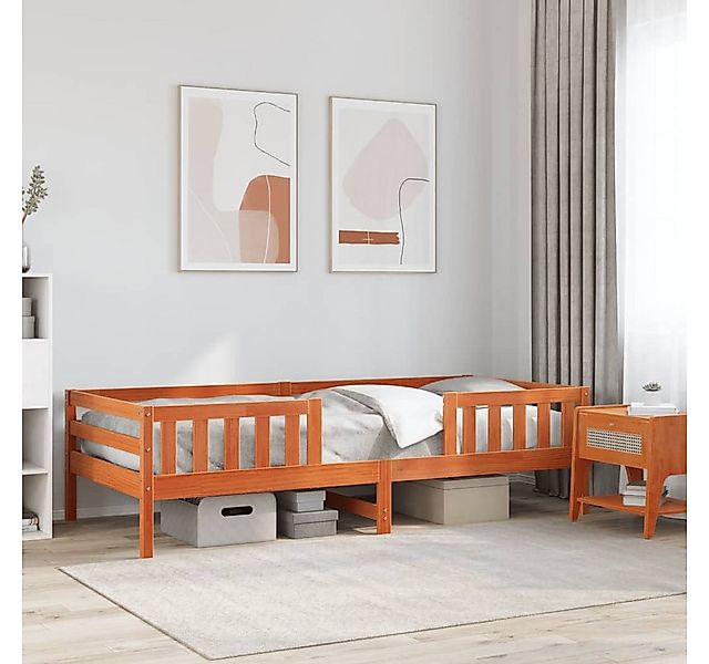 vidaXL Bett, Massivholzbett ohne Matratze Wachsbraun 100x200 Kiefernholz günstig online kaufen