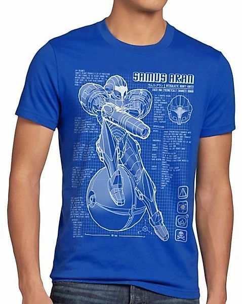 style3 Print-Shirt Herren T-Shirt Samus Blaupause metroid nerd gamer nes sn günstig online kaufen