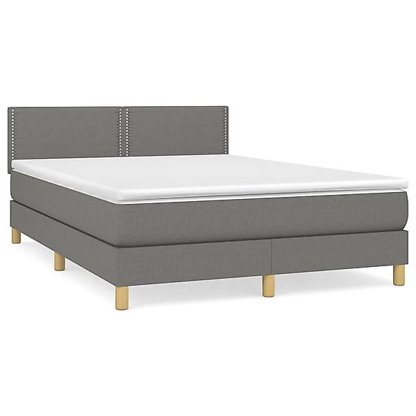 vidaXL Boxspringbett mit Matratze Dunkelgrau 140x200 cm Stoff1373167 günstig online kaufen