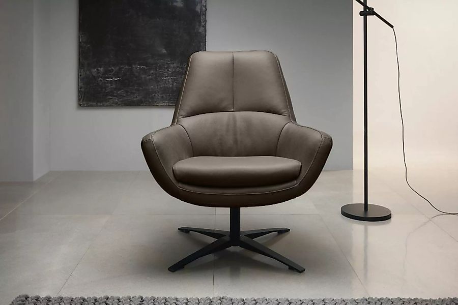 KAWOLA Drehsessel BALTIC Sessel Leder dunkelbraun günstig online kaufen