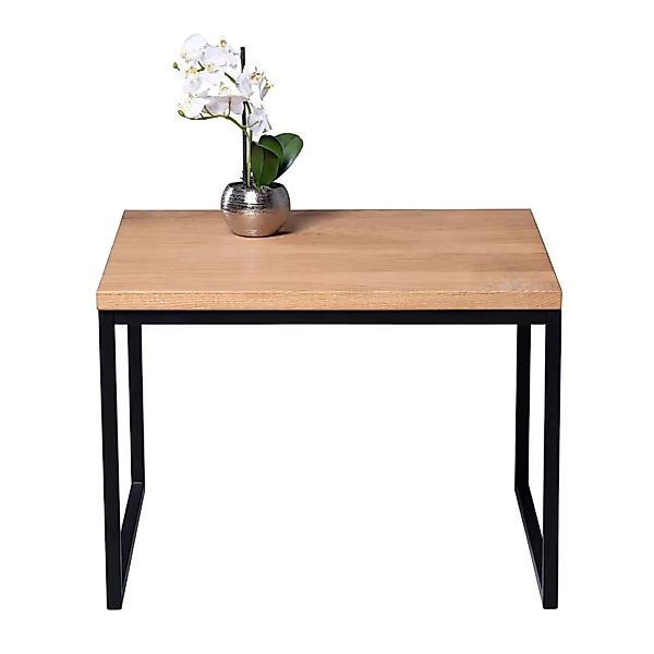 Moderner Sofa Tisch aus Wildeiche Massivholz Metall günstig online kaufen
