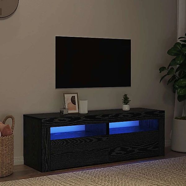 vidaXL TV-Schrank mit LED-Leuchten Schwarz Eichen-Optik 120x35x40 cm 862031 günstig online kaufen