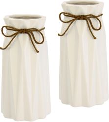 I.GE.A. Dekovase "Dekovase" Mit Riffelungen und Schleife Keramik 2er Set we günstig online kaufen