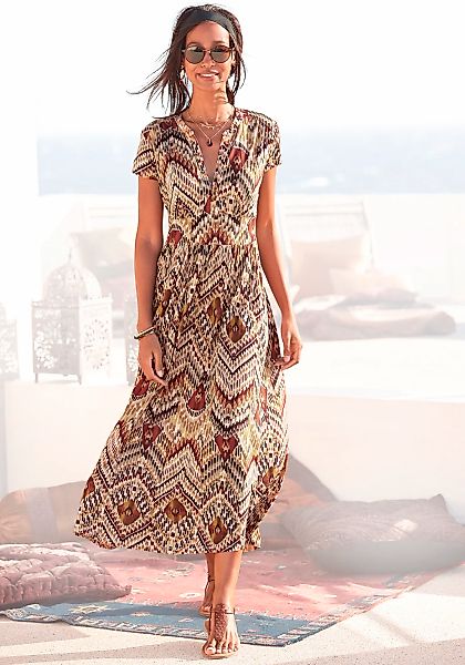 LASCANA Midikleid, mit Ethnoprint und Reißverschluss vorne, Sommerkleid, St günstig online kaufen