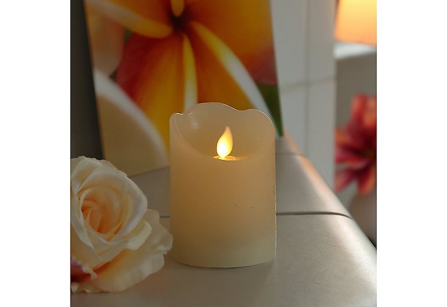 MARELIDA LED-Kerze mit beweglicher Flamme Echtwachs Rustik-Optik H: 10cm Ti günstig online kaufen