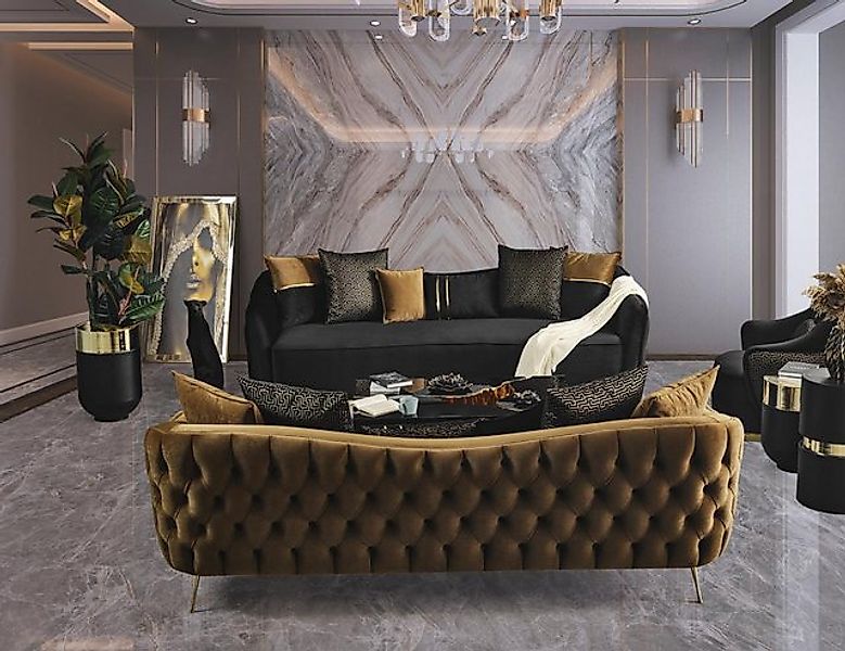 JVmoebel Sofa Luxus Chesterfield Sofagarnitur Couch 4+3 Sitz Couchen Textil günstig online kaufen
