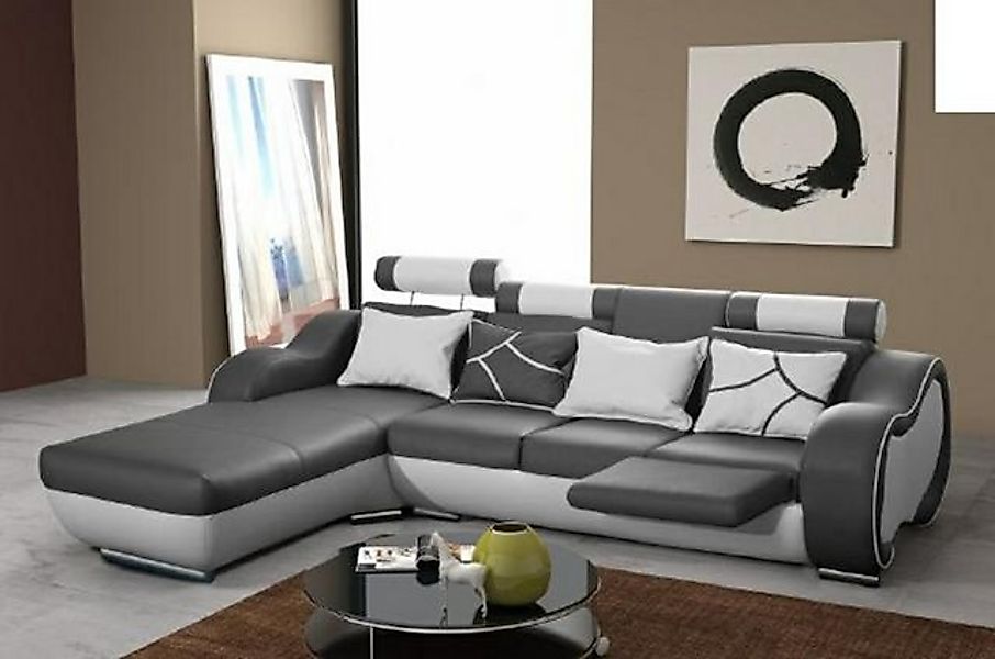 JVmoebel Ecksofa Ledersofa Sofa Couch mit Fußstütze & Barfunktion Wohnlands günstig online kaufen