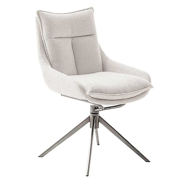 Polsterstuhl Esszimmer Set in Cremeweiß Edelstahlfarben (2er Set) günstig online kaufen