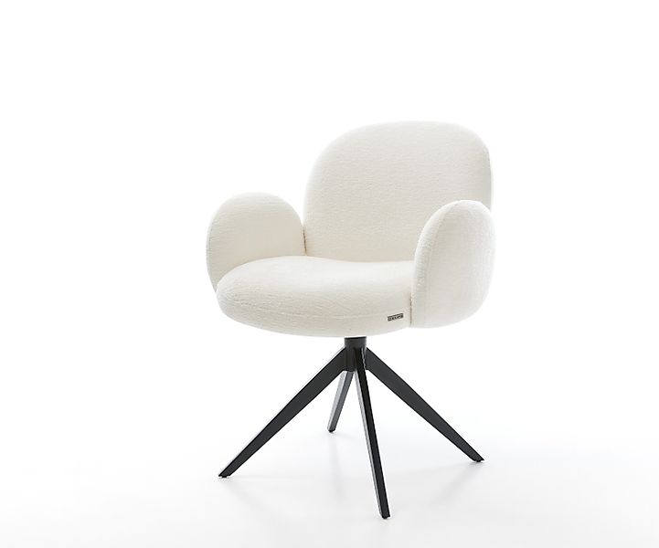 Drehstuhl Nube-Flex mit Armlehnen Bouclé Soft Beige Kreuzgestell breit Schw günstig online kaufen