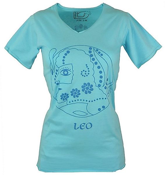 Guru-Shop T-Shirt Sternzeichen T-Shirt `Löwe` - türkis alternative Bekleidu günstig online kaufen
