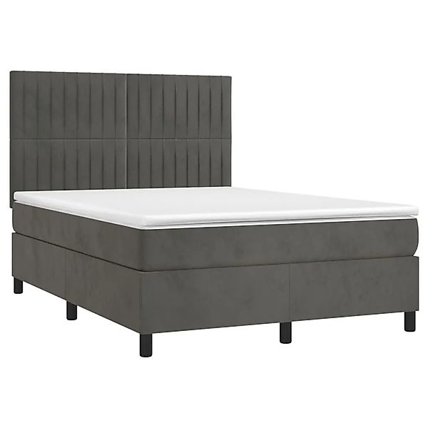 vidaXL Boxspringbett mit Matratze & LED Dunkelgrau 140x190 cm Samt 3136240 günstig online kaufen