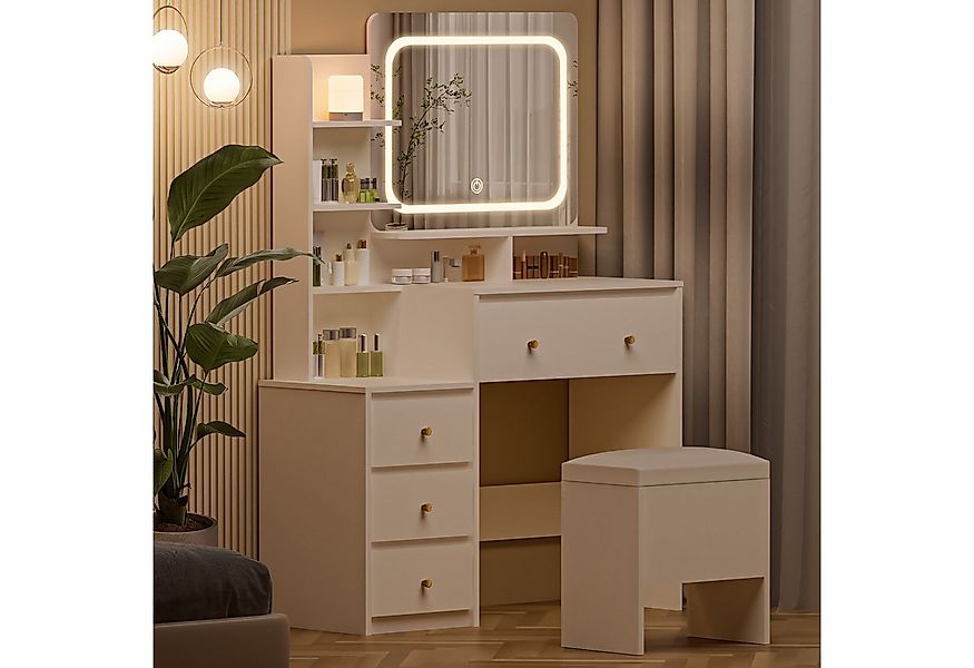 Lexzurn Schminktisch Schminktisch mit LED-Beleuchtung, Kosmetiktisch mit Sp günstig online kaufen