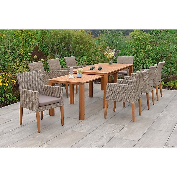 MERXX Garten-Essgruppe "Ranzano" Set, 17 Stk. tlg. 8 Sessel inkl. Sitzkisse günstig online kaufen