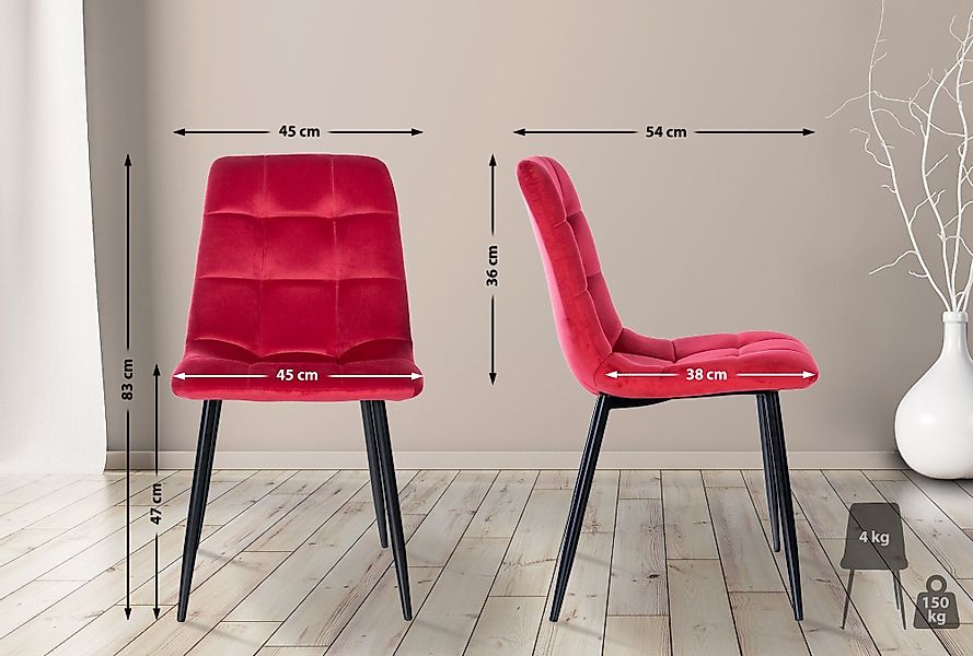 CLP Esszimmerstuhl Tilde (2er Set), Samt günstig online kaufen