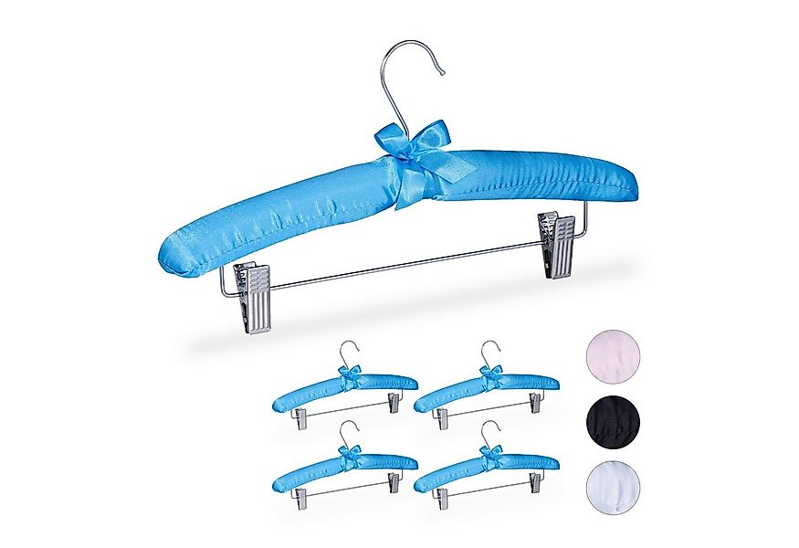 relaxdays Kleiderbügel Satin Kleiderbügel mit Klammern, Hellblau günstig online kaufen