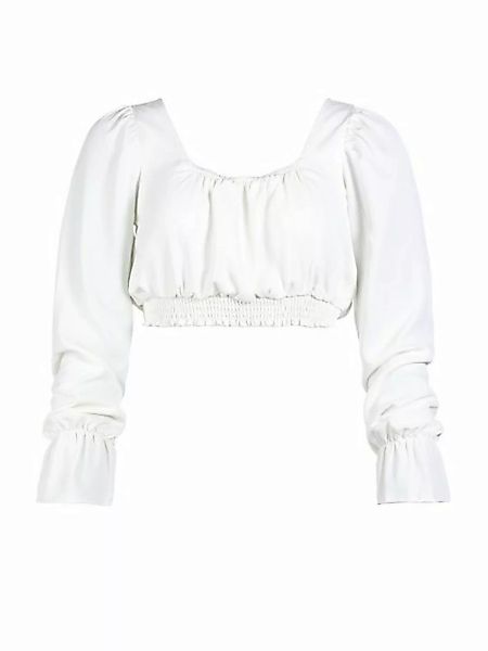 Freshlions Carmenbluse Freshlions Crop Bluse mit Rüschen-Ärmel Weiß M Rüsch günstig online kaufen