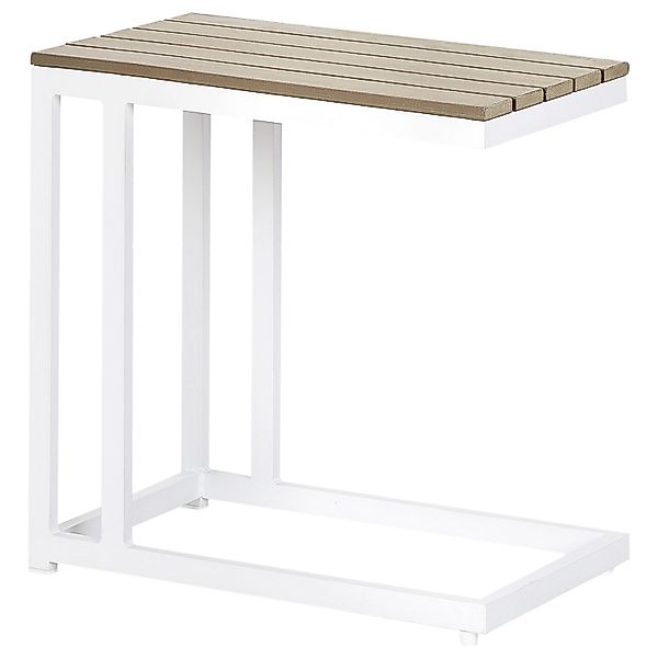 Beliani Gartentisch MESSINA Heller Holzfarbton Weiss 60x35x59 günstig online kaufen