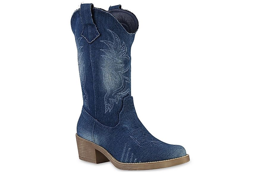 VAN HILL 841346 Cowboy Boots Damen Cowboy Boots Stiefeletten Denim Stiefel günstig online kaufen