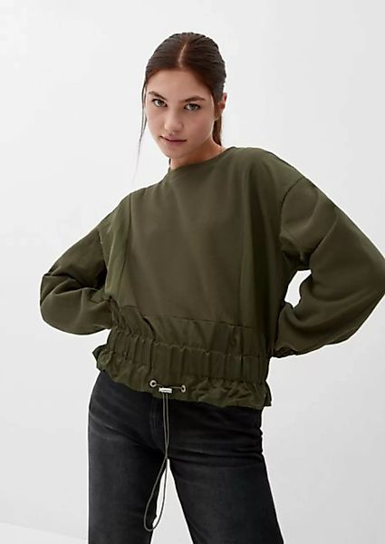 QS Sweatshirt Sweatshirt mit Nylon-Details Raffung, angedeuteter Tunnelzug günstig online kaufen