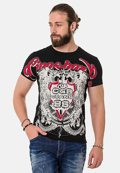 Cipo & Baxx T-Shirt T-Shirt mit Schattenmuster auf der Vorder-und Rückseite günstig online kaufen