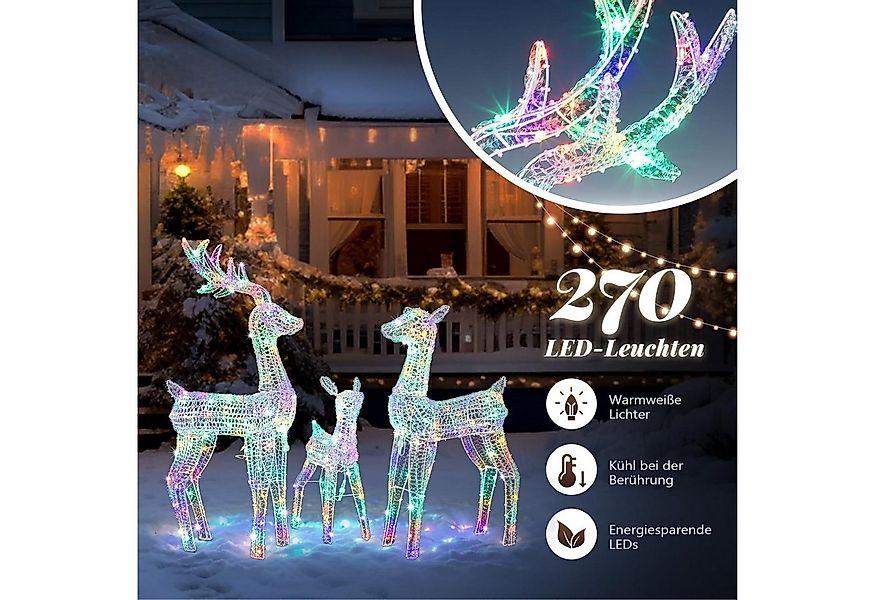 LALAHO Weihnachtsfigur 3-tlg. LED Rentier Familie und Künstlicher Weihnacht günstig online kaufen
