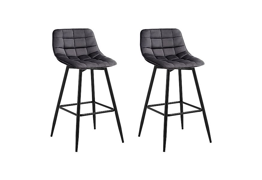 Woltu Barhocker (2 St), Barstuhl mit Rückenlehne und Fußstütze Samt Metall günstig online kaufen