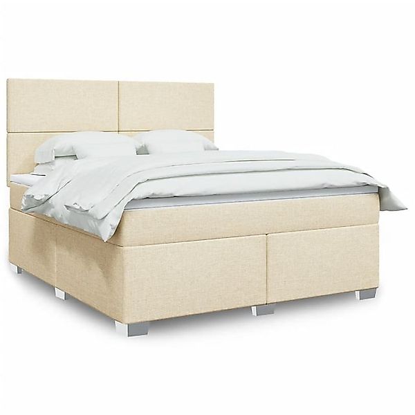 vidaXL Boxspringbett, Boxspringbett mit Matratze Creme 180x200 cm Stoff günstig online kaufen