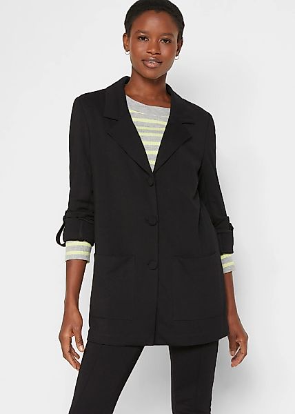 bonprix Sweatblazer 1 mit langem Arm, mit Reverskragen, Oversize Passform, günstig online kaufen