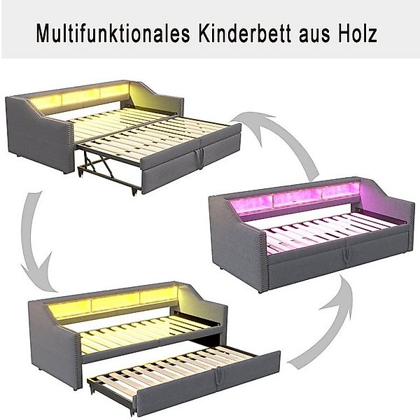 Flieks Daybett, Ausziehbares Polsterbett Schlafsofa 90/180x200cm mit USB-La günstig online kaufen