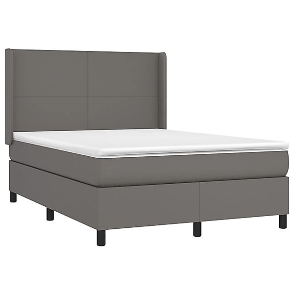 vidaXL Boxspringbett mit Matratze & LED Grau 140x190 cm Kunstleder 3139263 günstig online kaufen